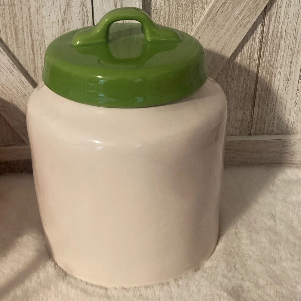Rae Dunn Leprechaun Treats Ceramic Jar with Green Lid